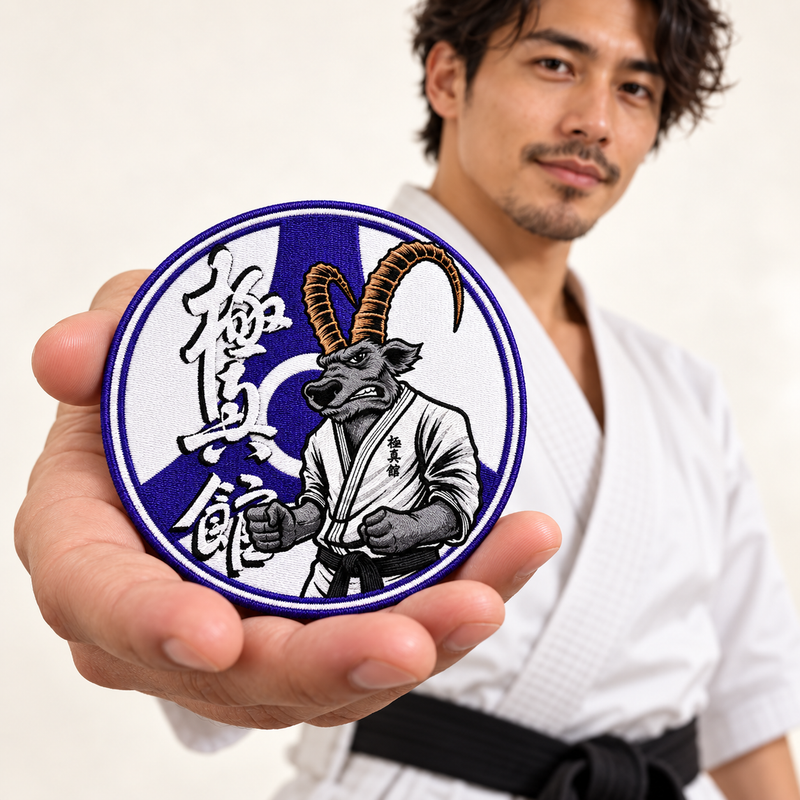 KI-generierte Produktansicht mit Person: Kyokushin-Kan Patches